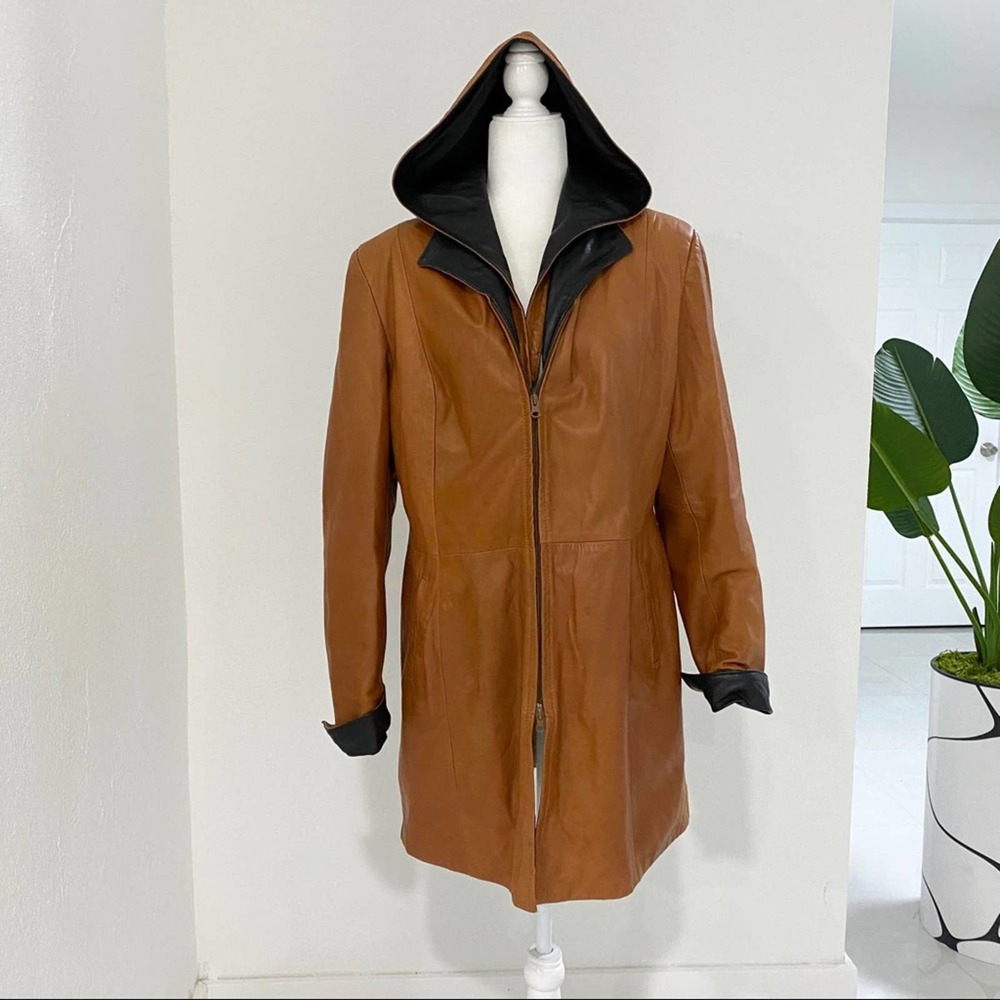 Vera Pelle Leather Brown Long Jacket